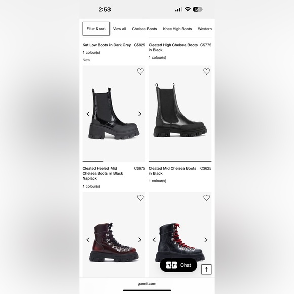 GANNI Cleated Heeled Mid Chelsea Boots in Black Naplack GUC - Picture 2 of 14